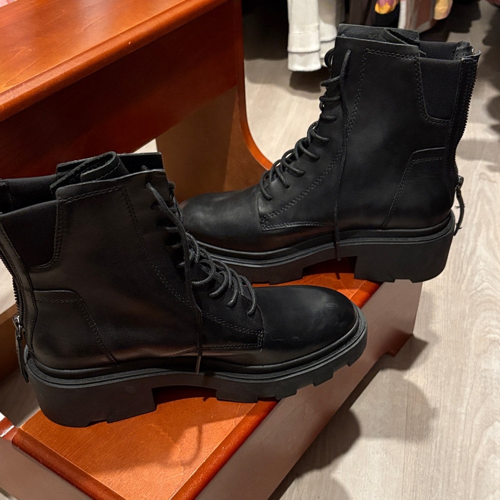 ASH Black Lace-Up Combat Boots
